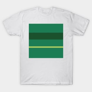 A matchless stew of Salem, Seafoam Blue, Tea Green, Cal Poly Pomona Green and June Bud stripes. T-Shirt